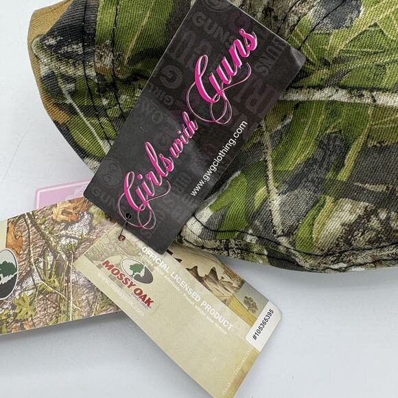 Mossy Oak Girls With Guns Hat Cap Womens Strap Back Obsession Camo Pink Scope - Picture 5 of 14